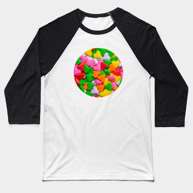 Multicolored Confetti Sprinkle Hearts Photo Circle Baseball T-Shirt by love-fi